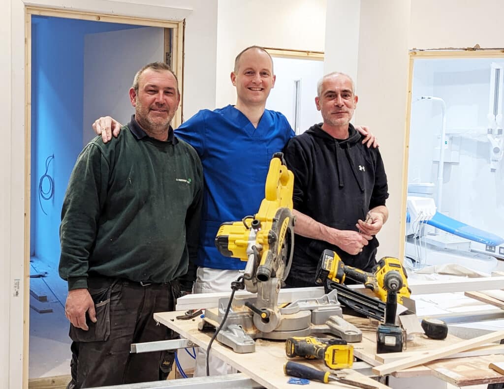 Dr. Tim Neill and the building team at Blue Finch Dental in Fulham 2