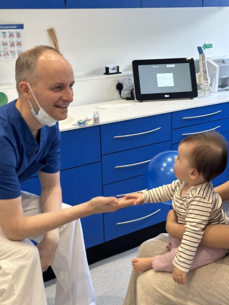 Small toddler at the dentist at Blue Finch Dental Fulham London